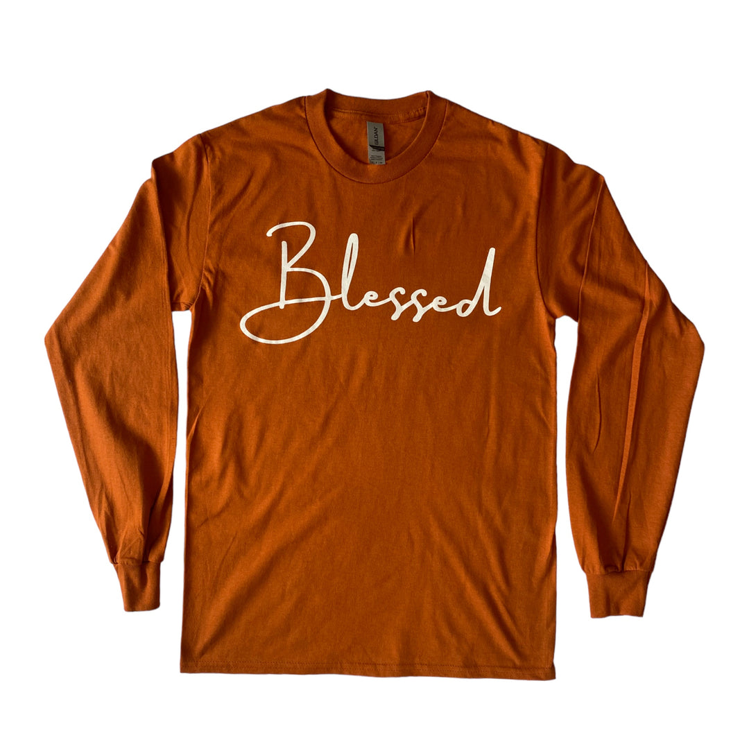 BLESSED Long Sleeve Tee - Fall Orange