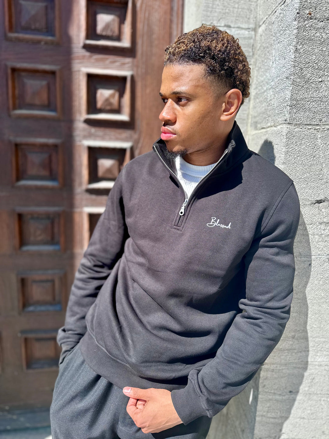 Le Passe-Partout 1/4 de zip Crewneck - Noir